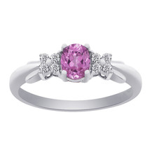 0.40 Carat Oval Cut Pink Sapphire with Round Cut Diamonds 10K White Gold - £260.35 GBP