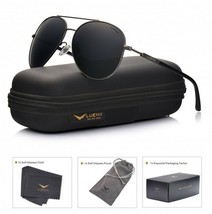 Polarized Aviator Sunglasses 100% UV400 Eye Protection High Definition 60mm Lens - £31.96 GBP