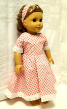 Red &amp; White SPRING DRESS with Headband Clothes for 18&quot; American Girl Dolls NEW - £10.11 GBP