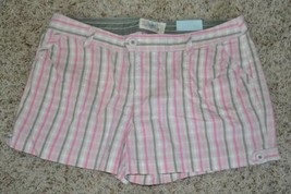 Womens Shorts Cotton Jr Girls Pink Gray Plaid Lightweight Pork Chop Pock... - £5.52 GBP