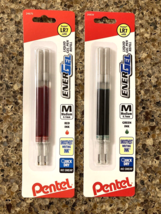 New (2) Pkgs Pentel LR7 Refills Ener Gel Gel Pen Medium 0.7mm Red And Green Ink - £8.67 GBP