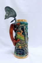 ORIGINAL Vintage Des Jagers Freud Ceramic Lidded Stein w/ Red Fox Handle... - $123.74