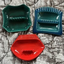 LOT: 3 Vintage MCM California Pottery Ceramic Ashtrays USA Modern Abstract - £62.93 GBP
