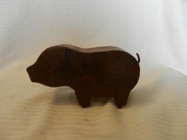 Hand Made Brown Metal Standing Pig Figurine, Antique Patina - £36.62 GBP