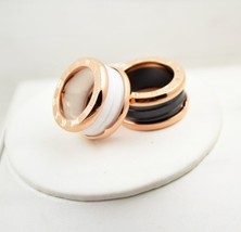 Bilincolor fashion stainless steel rose gold white ceramic roman letter ring for - £22.10 GBP