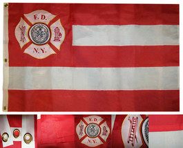 3X5 New York City Fire Dept Nyfd 300D Nylon Embroidered Flag 3&#39;X5&#39; Grommets - £73.53 GBP