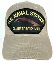 US Naval Station Guantanamo Bay Cuba Embroidered Patch Hat Baseball Cap Beige - £12.65 GBP