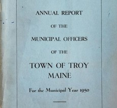 Troy Maine Annual Town Report Booklet 1950 Municipal Waldo County Histor... - $29.99