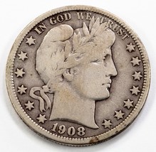 1908-D 50C Barber Demi Dollar En Fin État, Naturel Couleur - $62.92