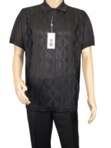 Mens Polo Shirt Slinky Sheer Short Sleeves Soft Touch by Stacy Adams 57007 black - £31.63 GBP
