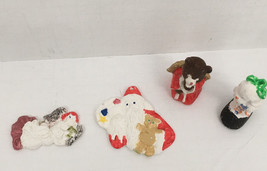 Christmas plaster craft 4 piece lot santa angel puppy bear DIY craft painting - £15.78 GBP