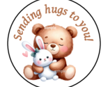 30 SENDING HUGS TO YOU TEDDY BEAR ENVELOPE SEALS STICKERS LABELS TAGS 1.... - $7.99
