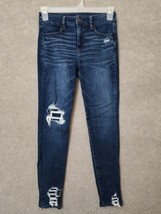 American Eagle Dream Jean Hi Rise Jegging Womens 4 Blue Distressed Stretch - £21.39 GBP