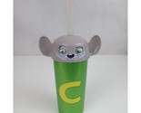 Chuck E Cheese’s Plastic Green Drinking Cup With Mouse Lid and Straw - £4.60 GBP