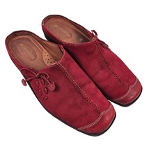 Naturalizer Womens Red Suede Mule Shoes Size 8 5 M Slip On Loafers Leather - $19.80