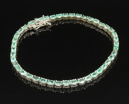 925 Sterling Silver - Vintage Fancy Oval Emerald Tennis Bracelet - BT9515 - £74.23 GBP