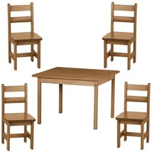 4 CHAIRS &amp; TABLE 5pc PLAY SET Natural Harvest Amish Handmade Wood Toy Fu... - £565.62 GBP
