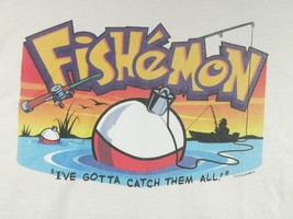 Vtg Hanes Fishemon I&#39;ve Gotta Catch Em All Fishing T-shirt NOS - £28.05 GBP