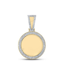 10kt Yellow Gold Mens Round Diamond Mirror Memory Circle Charm Pendant 7/8 Cttw - £957.84 GBP