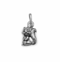 Oxidized Cute Chipmunk Bracelet Pendant Key Dangle Charm 925 Sterling Silver - £25.06 GBP