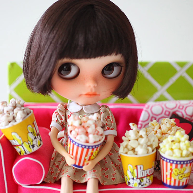 2 PCS 1/6 Scale Dollhouse Miniature Popcorn Pretend Play Doll Food Toy - £9.90 GBP
