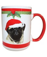 Pug Christmas Coffee Mug 15 oz E&amp;S Pets Dog Puppy Tea Cup Holiday Gift S... - £15.57 GBP