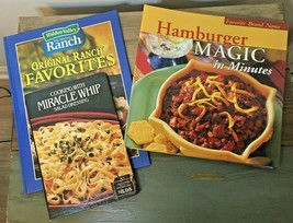 3 Cookbooks Cooking w Miracle Whip Hidden Valley Ranch Favorites Hamburger Magic - £5.55 GBP