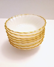 Anchor Hocking Golden Shell Milk White 22kt. trimmed Dessert/Berry Bowls - £17.22 GBP