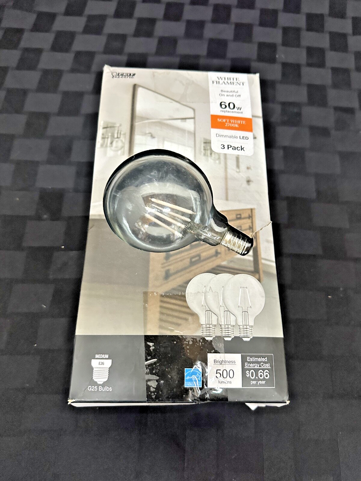 (3Pk) Feit Electric G25 LED Edison Bulbs Dimmable Soft White 60W (New, O... - $13.85