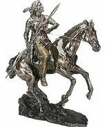 Resin Large Indian On Horse Figurine in Bronze Powder Finish Statue 20&quot; ... - €251,44 EUR