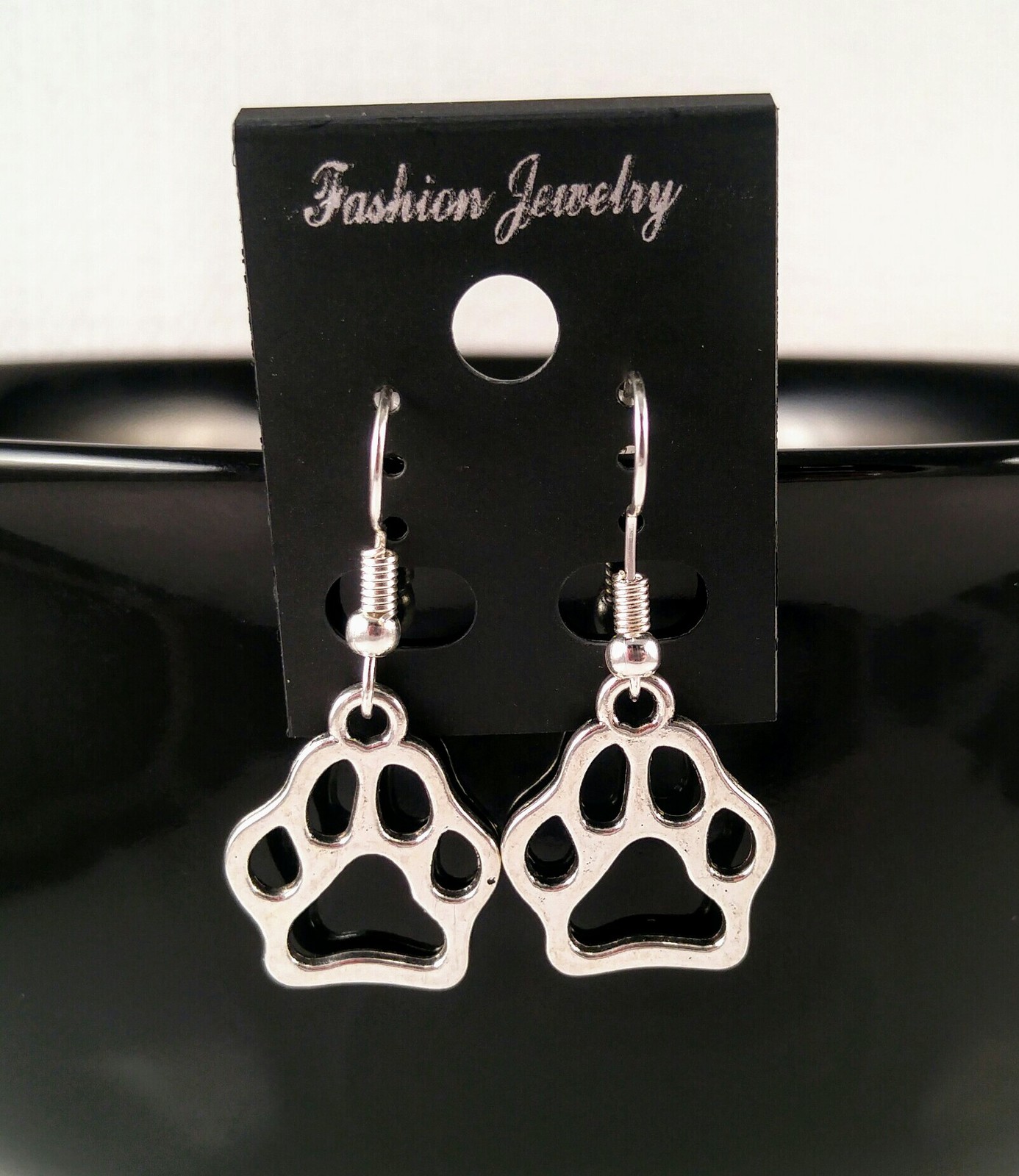 Large Open Paw Print Dangle Earrings