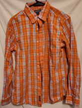 Eddie Bauer Orange Plaid Shirt Size S Long Sleeve Button Down 100% Cotton - £15.50 GBP