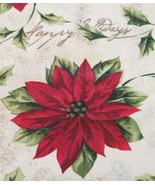 Vintage Christmas Tablecloth Oblong 74 x 59&quot; Happy Holidays Poinsettia D... - €14,37 EUR