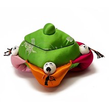 Asian Silk Trinket Sewing Box Pin Cushion Children Babies Green Oval 196... - $19.77