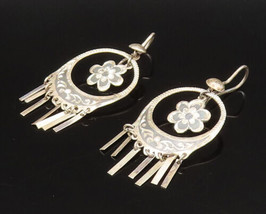 EAST EUROPE 925 Silver - Vintage Open Circle Floral Dangle Earrings - EG... - $62.97