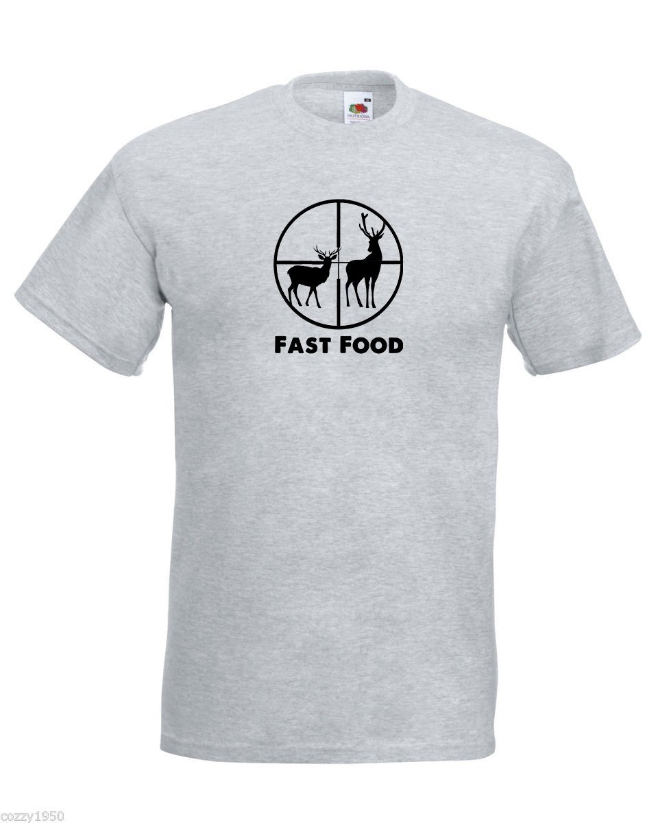 Primary image for Mens T-Shirt Deer Hunting Quote Fast Food, Hunt Deers in Scoop Hunt tShirt