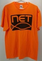 M) NET TV New York Catholic Promotional Advertisement Neon Orange T Shir... - $4.94