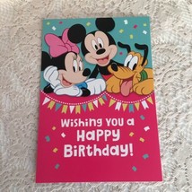 Happy Birthday Hallmark Card: Happy Birthday Mickey Minnie and Pluto - £3.22 GBP