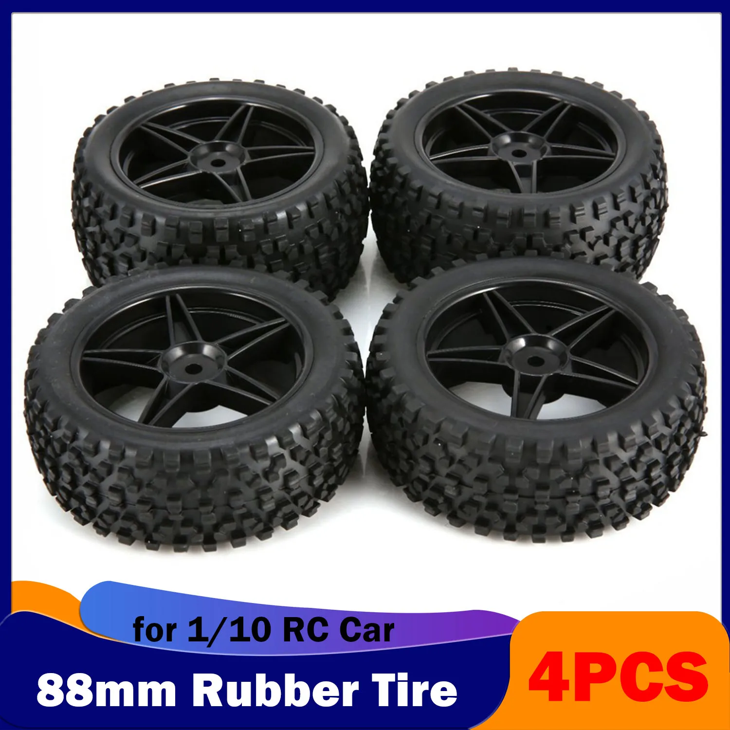 4PCS 88mm 1/10 RC Car Block Tire Wheel Rim Tyre Hub for Off-road HSP HPI Redcat - £17.70 GBP