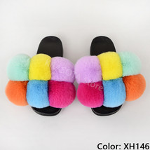 Women&#39;s Flip-flops Faux Slides Female Summer House Slippers For Women Fluffy San - £27.44 GBP
