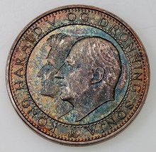1993 Rey Harald Y Reina Sonja Noruega 25th Aniversario Plata de Ley Meda... - $52.52