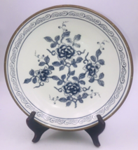 Vintage ACF Blue Floral Japanese Porcelain Ware Brass Encased Bowl 9.25&quot; Dia - £16.99 GBP
