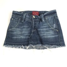 Levis Women Skirt Junior Size 1 Frayed Raw Hem Distressed Mini 100% Cotton Denim - £16.32 GBP