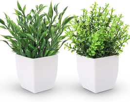 Fake Plants Mini Artificial Greenery Potted Plants 2 Packs for Home Decor Indoor - £11.30 GBP