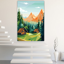 Mountain hut Canvas Painting Wall Art Posters Landscape Canvas Print Picture - £10.84 GBP+