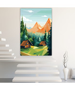 Mountain hut Canvas Painting Wall Art Posters Landscape Canvas Print Pic... - £10.84 GBP+