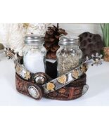 Western Cowboy Double Boot Spurs With Faux Leather Salt Pepper Shakers H... - $492.62 MXN