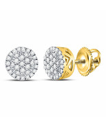 10kt Yellow Gold Mens Round Diamond Circle Cluster Earrings 1/6 Cttw - £209.71 GBP