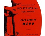 Pig Stands Die Cut Curb Service Menu Fort Worth Texas America&#39;s Motor Lu... - $415.38