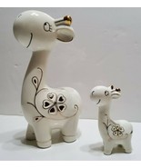Giraffe Family Mom and Baby Porcelain White w/ Gold Trim Clover Cut Out ... - £36.98 GBP